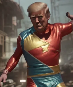 Donald trump wrestling fighter, naked torso, color breeches, suspenders, retro style, 80s, hot ambient, photo studio, red, gold, vibrant color, gradient, highly detailed, art stations, concept art, smooth, unreal engine 5, god rays, ray tracing, RTX, lumen lighting, ultra detail, volumetric lighting, 3d, finely drawn, high definition, high resolution.