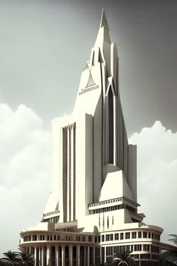 big very tall pointy white dystopian rich uganda city center palace