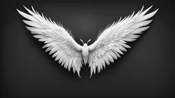 realistic white wings on black background