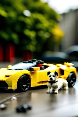 lego dog with Lamborgini