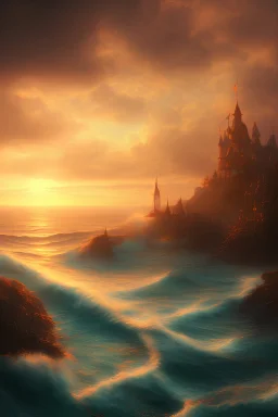 ocean magical fantasy sunset