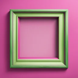 Square picture frame in magenta with green on light background