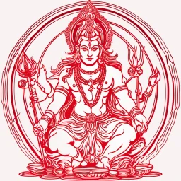 God shiva Demonic image in neon red color pallet