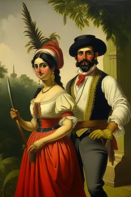 cuban woman neoclassism painting standing with man