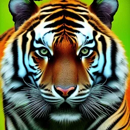 portrait of a tiger face, green