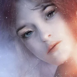 "perfect woman, full face tattoo of stars and snow extending past face and morphing into reality, 8k resolution, high-quality, fine-detail, muted colors, intricate, digital art, detailed matte, volumetric lighting, illustration, octane render