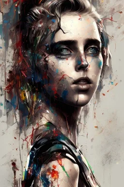 Danish singer MØ face,Abstract Yoji Shinkawa,cyberpunk,