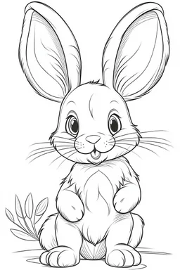 outline art for cute Rabbit coloring pages with sitch, white background, Sketch style, full body, only use outline, toddlers style, clean line art, white background, no shadows and clear and well outlined.