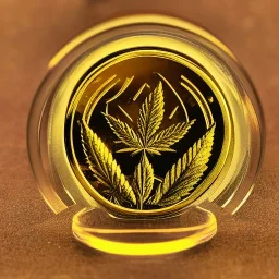 Cannabis Bit coin gold shine illumination