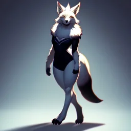 a fox fursona, darker colors, master quality, backlighting, soft lights, full body portrait, in frame, 8k, perfectly drawn face, well drawn, realistic, humanoid, furry, digitigrade legs, fur, female