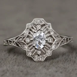 platinum and diamond filigree ring, breathtaking, highly ornate, delicate, intricate, photorealistic, high fashion, fine jewellery, luxury, designer