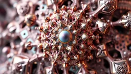 a mandelbulb 3d fractal made of metallic random color structures, pertty artistc background