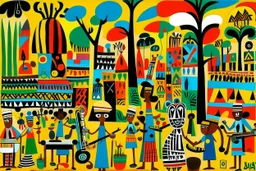 A Savanna filled with tribal instruments painted by Stuart Davis