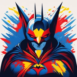 Ilustración vectorial de Batma, colores contrastantes, rojo, amarillo,azul