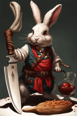 divine killer bunny with chefs knife dnd realism art adventurer