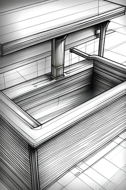 A sketch of a modern steel sink that can be adjusted in height