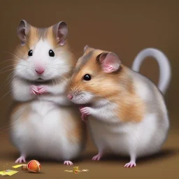 foto realistic hamster and present with a card happy birthday written on it