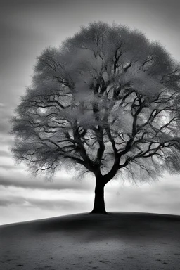 Single tree, black and white