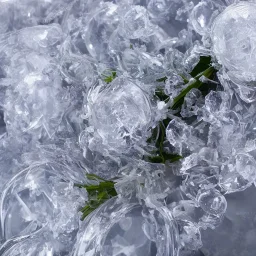 ice crystals, bell-shaped bouquet, reflection