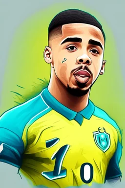 Gabriel Jesus Brazilian football player ,cartoon d2