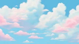 white clouds in blue sky, in the style of pastel, anime aesthetic