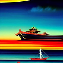 Drawing of 'Japanese Ship, Traditional Japanese Illustrations, Gules, Wave, Traditional Background' ,painting by Earl Norem, simon Bisley,frazetta,西嘛哒, evan lee, Vallejo,kelly oil on canvas, cinematic composition, extreme detail,fit full head inside picture,8k