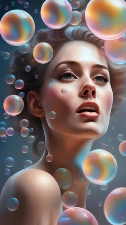 a painting of a woman with bubbles floating over her head, glossy digital painting, artistic digital art, stylized digital art, digital arts, stunning digital art, 3d digital art 4k, digital art masterpiece, gorgeous digital art, airbrush digital art, modern digital art, art of alessandro pautasso, realistic digital art 4k, realistic digital art 4 k