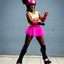 black girl roller blading superhero