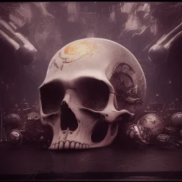 cyberpunk style ink ball skull picture in detailed frame, big black eyes, unreal engine 5, 8k resolution, photorealistic, ultra detailed, frame extreme sharp, accurate