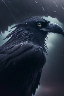 storm crow, 4 k, trending art, depth of field, high detail, high contrast