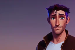 Flynn Rider, Tangled, Facial Hair, brown hair, blue vest, white undershirt, Zachary Levi