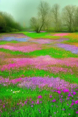 brumes ciel etoilé prairie rivieres fleurs printemps jolie parfumée chateau féerique dans les etoilee