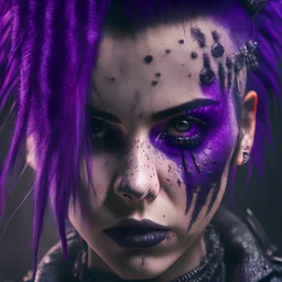 beautiful punk girl, intricately detailed, darkpurple tones, 8k, macro photography,