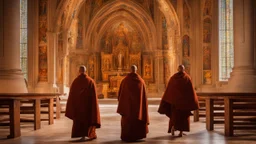 monks in cathedral