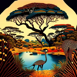 Beautiful nature, Tingatinga style,