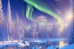 white and gold crystal background，waterfall, winter snow flakessnow, northern Lights, full of details, smooth, bright sunshine，soft light atmosphere, light effect，vaporwave colorful, concept art, smooth, extremely sharp detail, finely tuned detail, ultra high definition, 8 k, unreal engine 5, ultra sharp focus