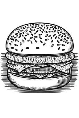 Icon burger black & white and write food on the burger