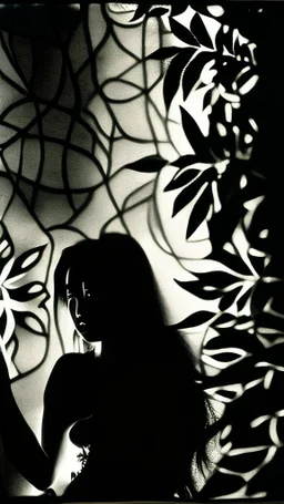 Create a composition that merges the evocative black and white photography of Lucien Clergue with the ethereal and delicate aesthetic of Audrey Kawasaki's artwork. Imagine a subject captured in a monochromatic setting, inspired by Clergue's mastery of light and shadow. The photograph should emphasize the interplay between darkness and illumination, creating a captivating contrast that adds depth and mystery to the image. Within this black and white composition, incorporate elements that reflec