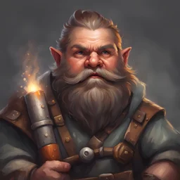 dnd, portrait of dwarf, miner with dynamite
