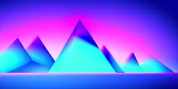 3d rendering. Abstract futuristic neon background. Fantastic landscape with glowing geometric triangular frame and mountains