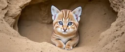 sand cat in burrow