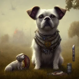 sad, abandoned, miserable dog tied to a route marker on a highway, 8k resolution, high-quality, fine-detail, intricate, digital art, detailed matte, volumetric lighting, illustration, 3D octane render, brian froud, howard lyon, selina french, anna dittmann, annie stokes, lisa parker, greg rutowski