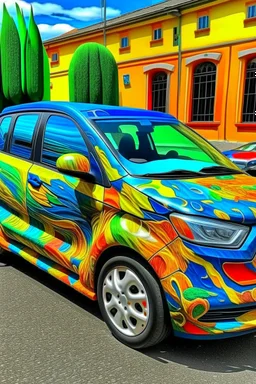 colorful cars van Gogh.