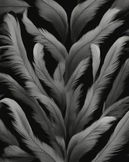 A captivating and surreal artwork featuring a heart-shaped figure entirely composed of sleek, jet-black feathers. Each feather delicately sways and flutters as if caught in a gentle breeze, creating a mesmerizing dance of movement and texture. The backdrop is a seamless expanse of deep, velvety black, accentuating the striking contrast and captivating allure of the feathered heart, which appears to be floating in the vast darkness.