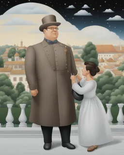 Draw an lineal illustration by the painter Fernando Botero, ultra quality, detailed, 8k, full body, clear sky with clouds