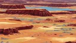 The Land of Copper and Shimmer is a threatening place. This land's color scheme includes pale yellow, light brown, and light blue. It features loud tundras and bright mesas.