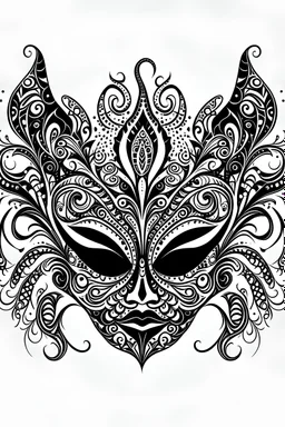 Black And White Mardi Gras Carnival Mask line art , perfect for your creativity. , white background , just outlines, line art, simple details, simple line art, one line, clean and minimalistic lines, detailed level, 8k resolution white background.", perfect for your creativity. , ((white background)), only outlines used, , lines, , clean lines, background. White, Sketch style detailed level, 8k resolution white backgroun