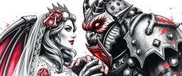 balrog and bride , airbrush and pen outline