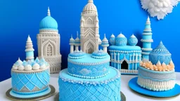 A pale sky blue winter wonderland made out of ice cream and popsicles designed in Mehndi design painted by Edouard Manet
