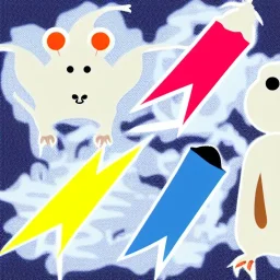 Rat, cartoon, lab coat lightning bolt, icey, yeti